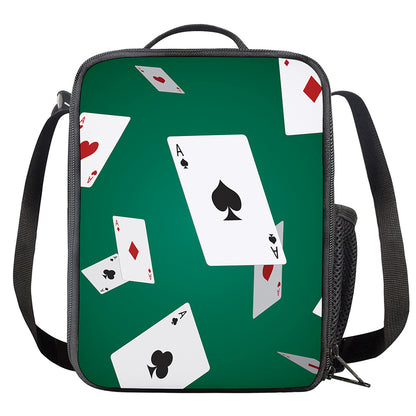 Falling Poker Cards Print Crossbody Lunch Bag