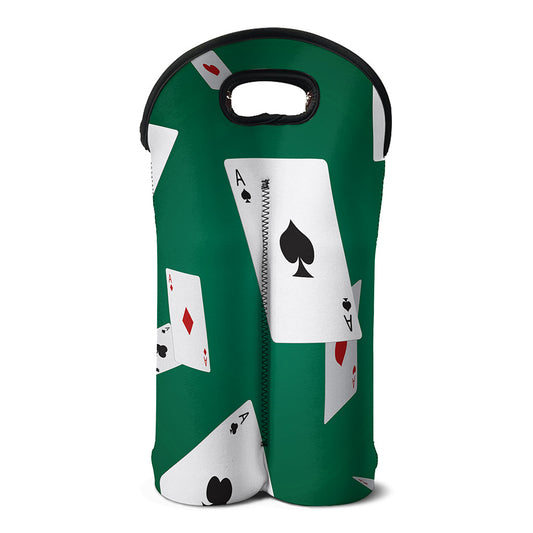Falling Poker Cards Print Double Neoprene Wine Tote