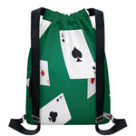 Falling Poker Cards Print Drawstring Backpack