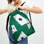 Falling Poker Cards Print Drawstring Backpack