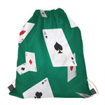 Falling Poker Cards Print Drawstring Bag