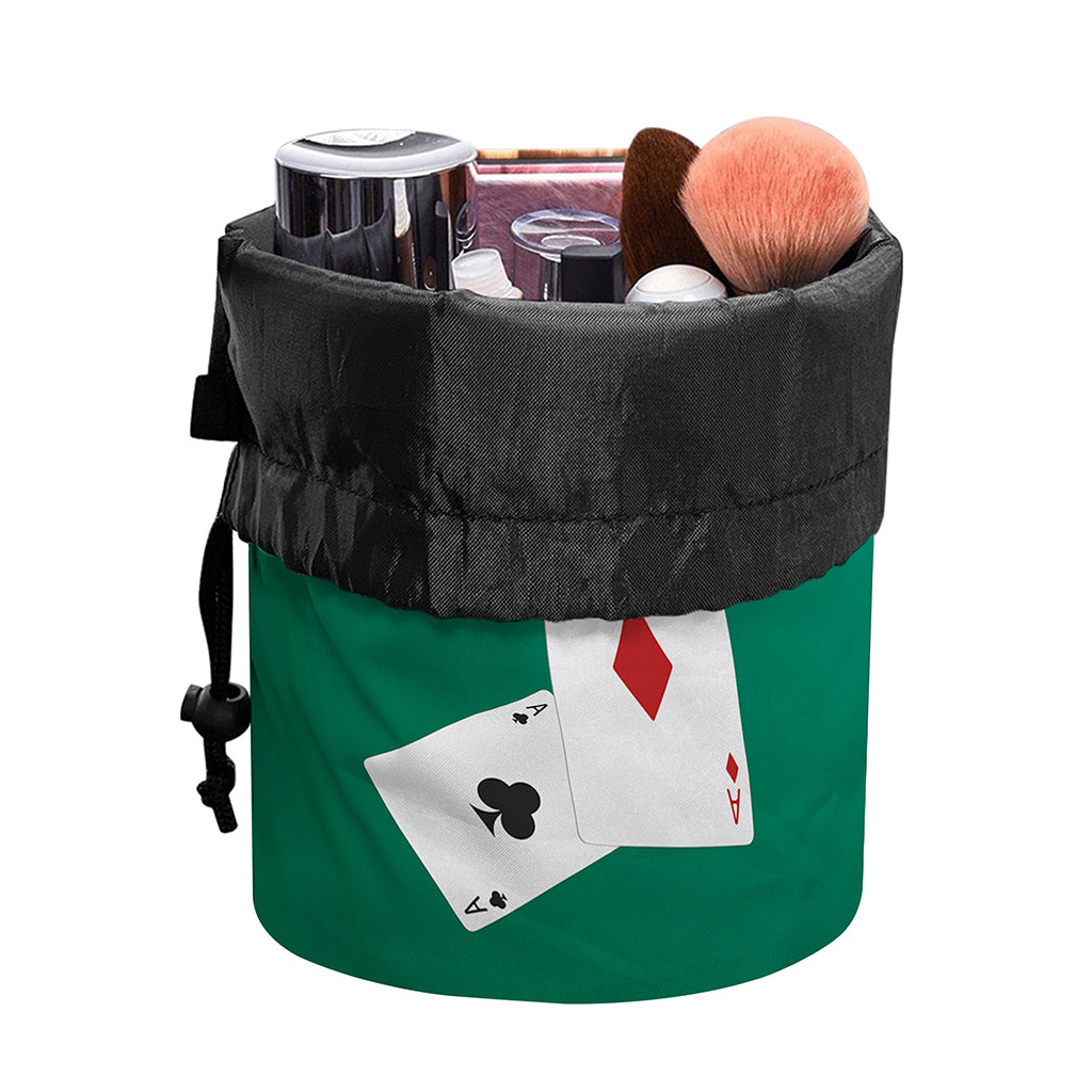 Falling Poker Cards Print Drawstring Makeup Bag