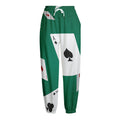 Falling Poker Cards Print Fleece Lined Knit Pants