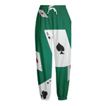 Falling Poker Cards Print Fleece Lined Knit Pants