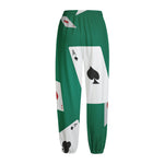 Falling Poker Cards Print Fleece Lined Knit Pants
