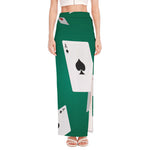 Falling Poker Cards Print High Slit Maxi Skirt