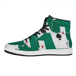 Falling Poker Cards Print High Top Leather Sneakers