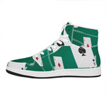 Falling Poker Cards Print High Top Leather Sneakers