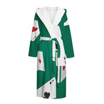 Falling Poker Cards Print Hooded Bathrobe