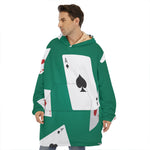 Falling Poker Cards Print Hoodie Blanket