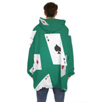 Falling Poker Cards Print Hoodie Blanket