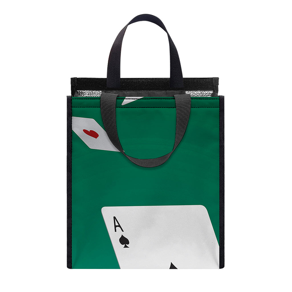 Falling Poker Cards Print Insulated Lunch Tote