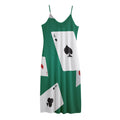Falling Poker Cards Print Jersey Midi Cami Dress