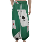 Falling Poker Cards Print Lantern Pants