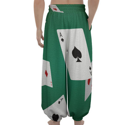 Falling Poker Cards Print Lantern Pants