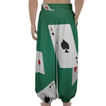 Falling Poker Cards Print Lantern Pants