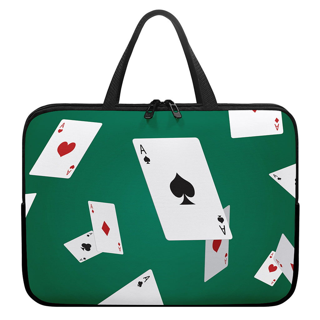 Falling Poker Cards Print Laptop Sleeve With Handle