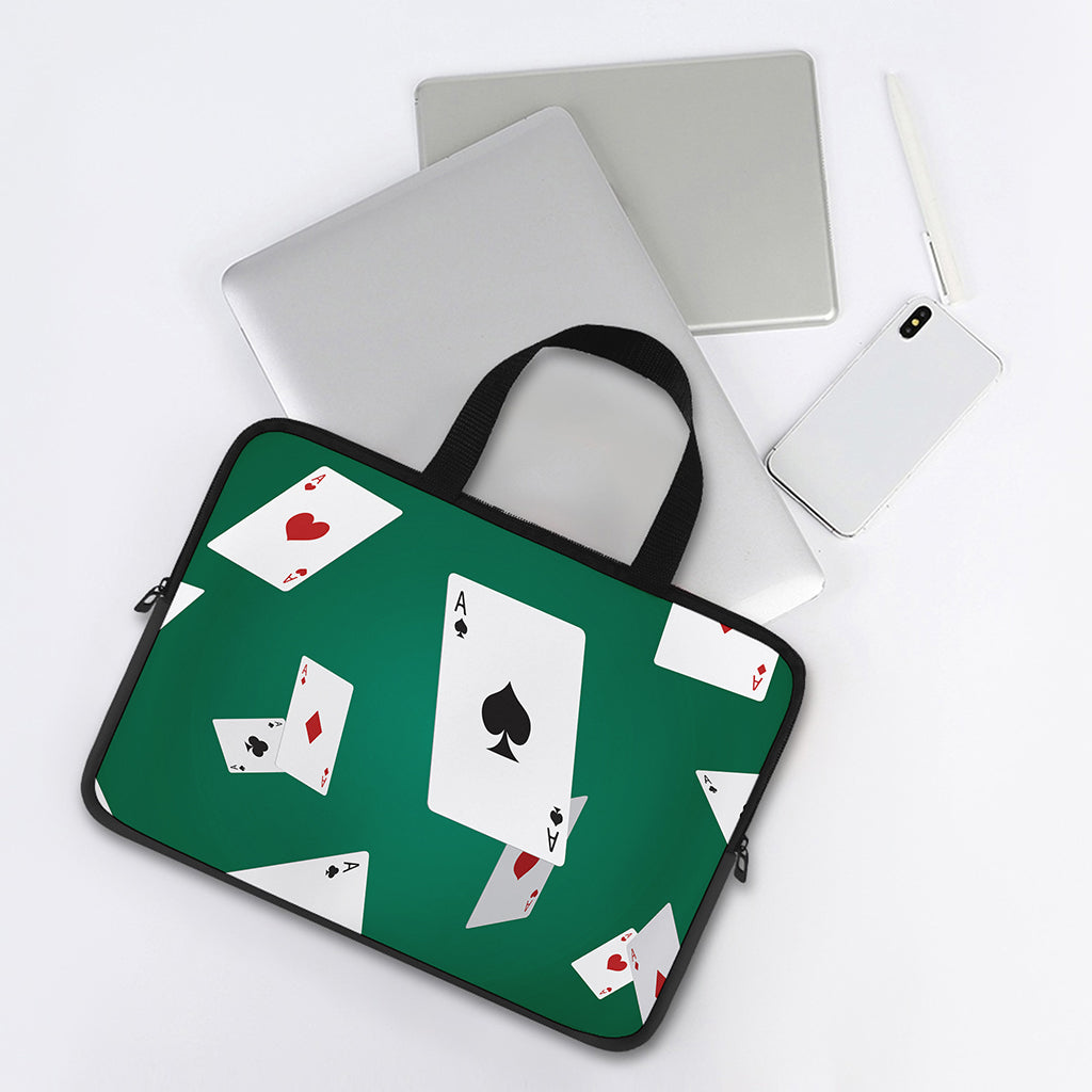 Falling Poker Cards Print Laptop Sleeve With Handle