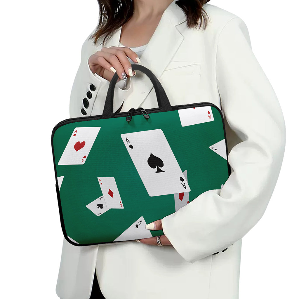 Falling Poker Cards Print Laptop Sleeve With Handle