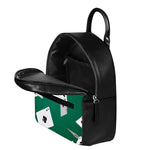 Falling Poker Cards Print Leather Backpack