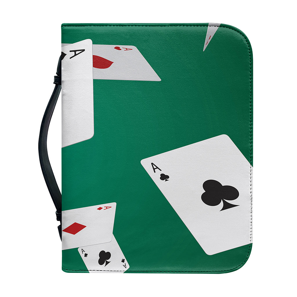 Falling Poker Cards Print Leather Bible Cover
