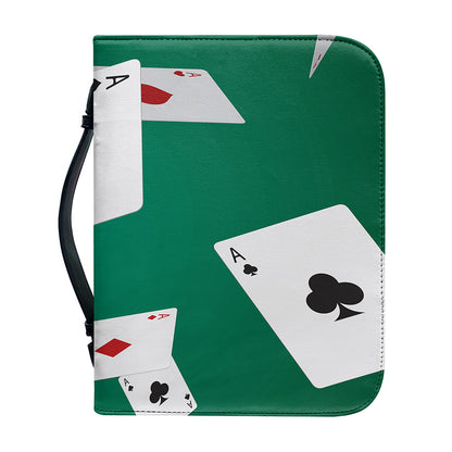 Falling Poker Cards Print Leather Bible Cover