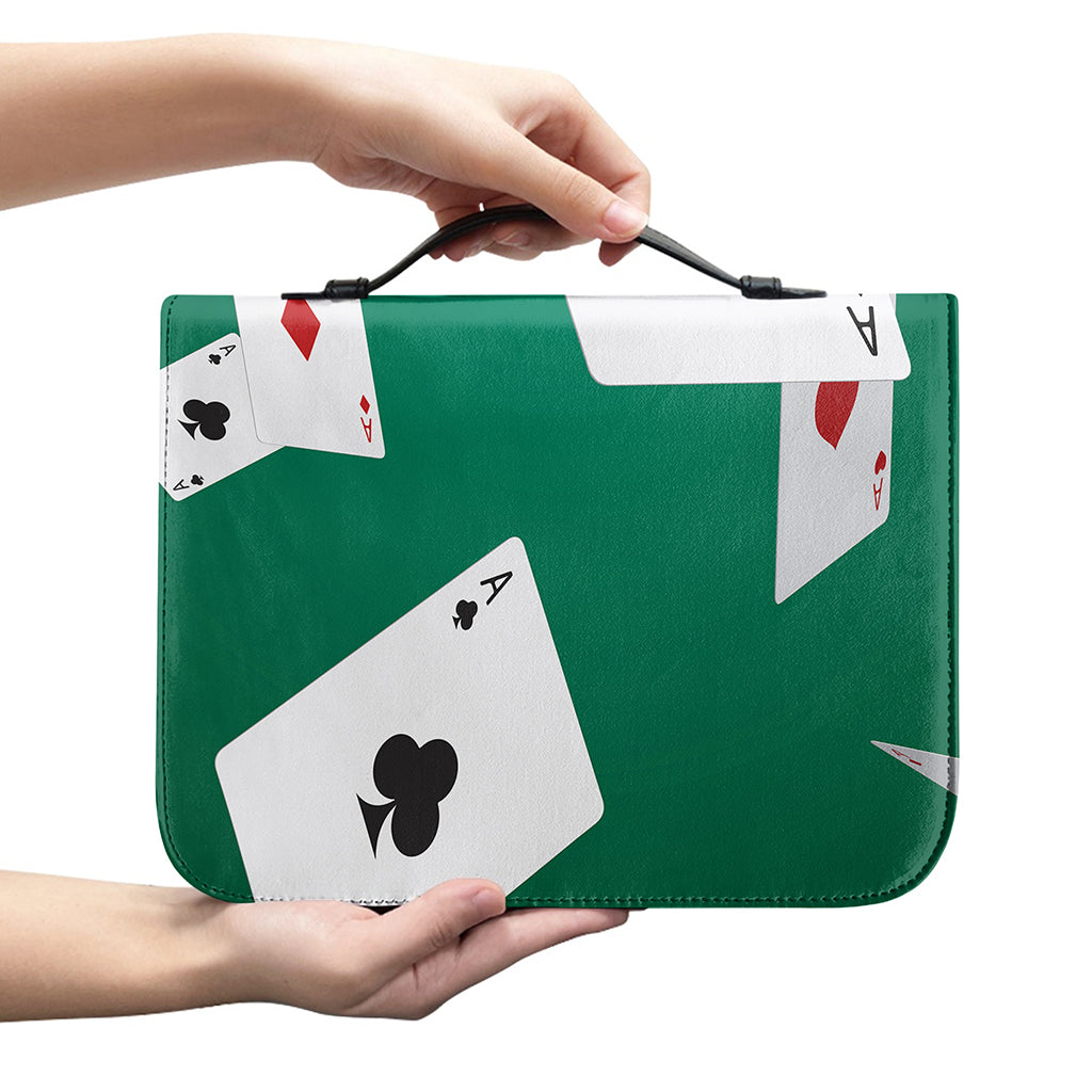 Falling Poker Cards Print Leather Bible Cover