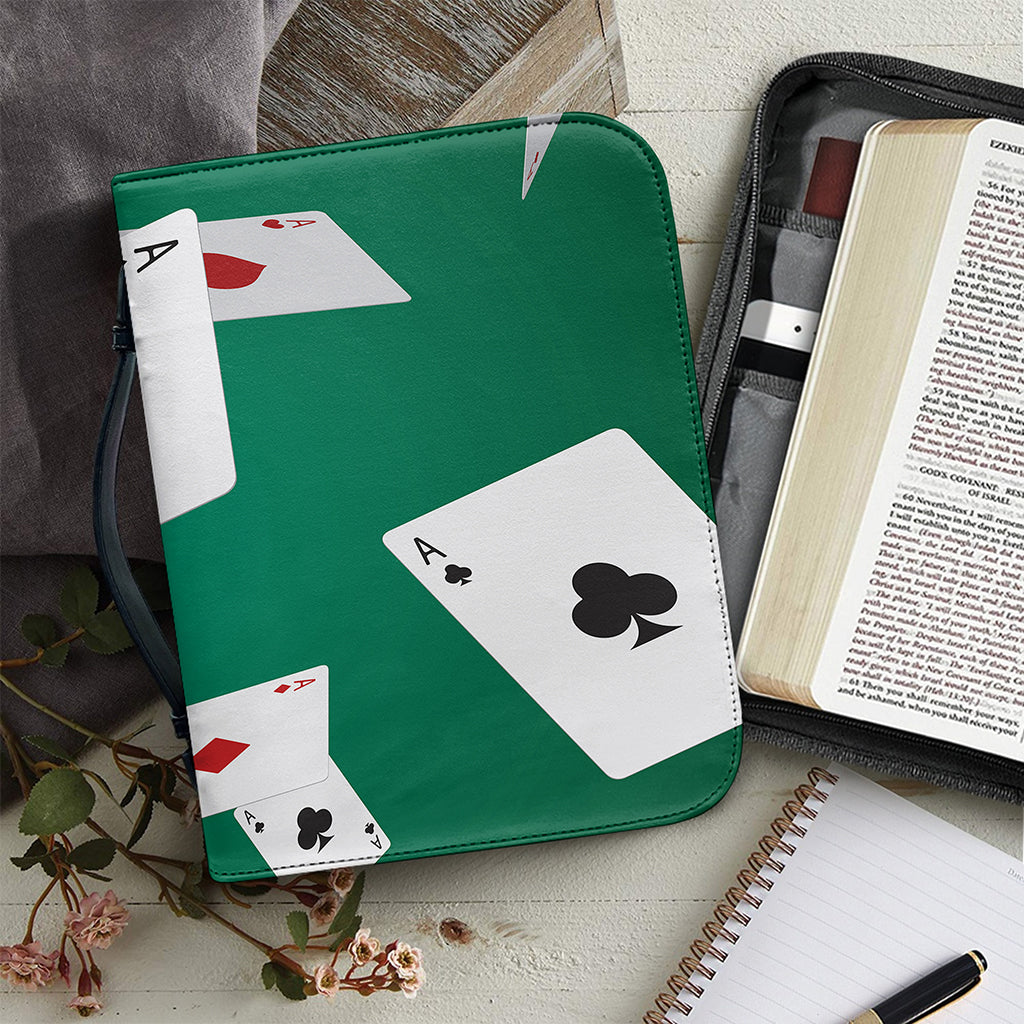 Falling Poker Cards Print Leather Bible Cover