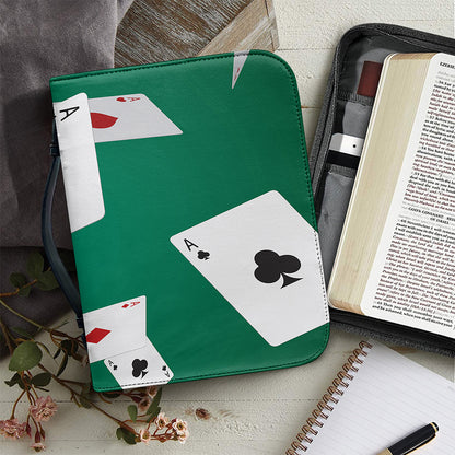Falling Poker Cards Print Leather Bible Cover