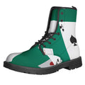 Falling Poker Cards Print Lace-Up Boots