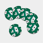 Falling Poker Cards Print Leather Coaster Set