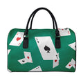 Falling Poker Cards Print Leather Duffel Bag