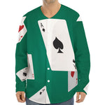 Falling Poker Cards Print Long Sleeve Baseball Jersey