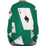 Falling Poker Cards Print Long Sleeve Baseball Jersey