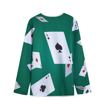 Falling Poker Cards Print Long Sleeve Short Coat