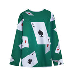 Falling Poker Cards Print Long Sleeve Short Coat