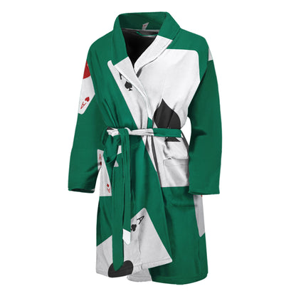 Falling Poker Cards Print Men's Bathrobe