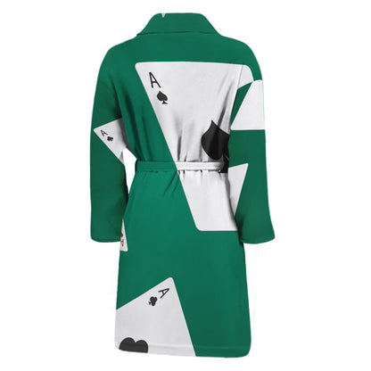 Falling Poker Cards Print Men's Bathrobe