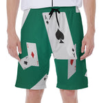 Falling Poker Cards Print Men's Beach Shorts
