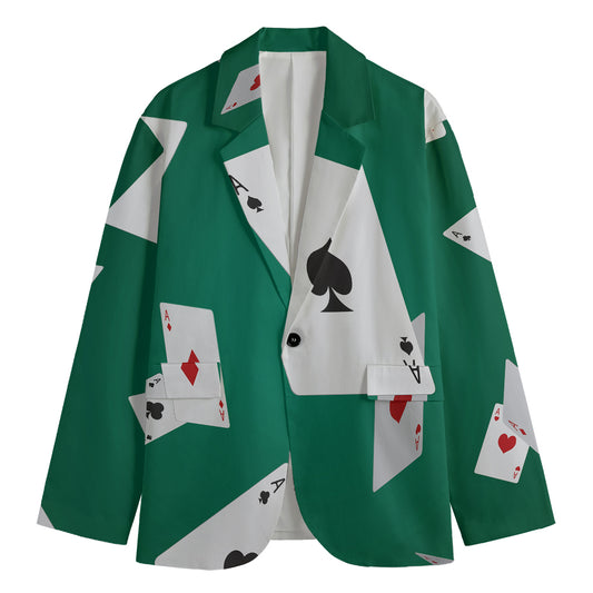 Falling Poker Cards Print Men's Blazer