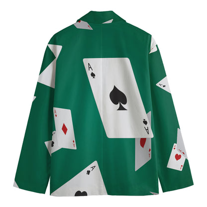 Falling Poker Cards Print Men's Blazer