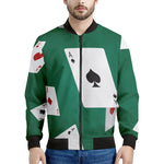 Falling Poker Cards Print Men's Bomber Jacket