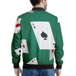 Falling Poker Cards Print Men's Bomber Jacket