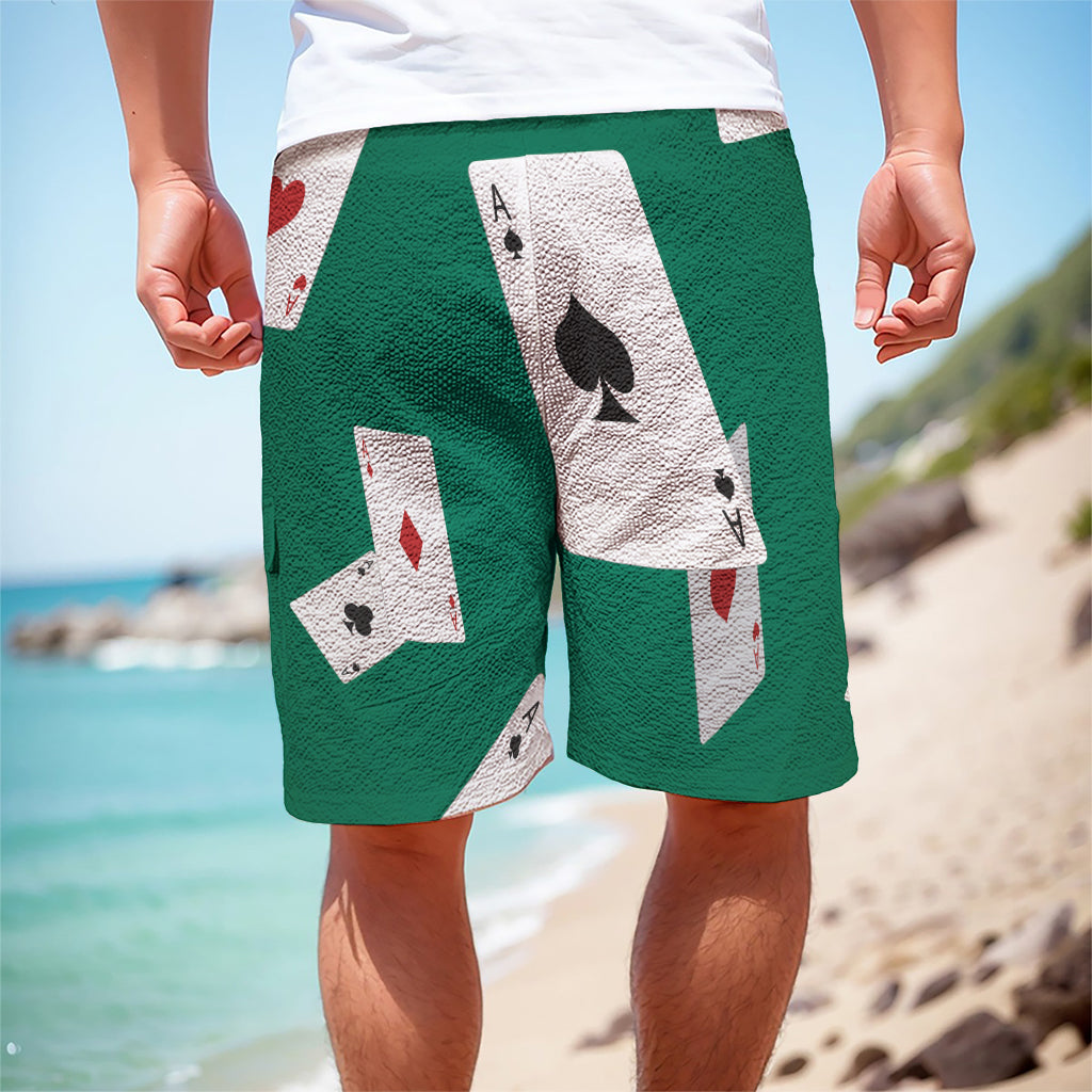 Falling Poker Cards Print Men's Cargo Shorts