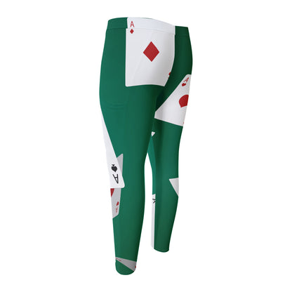 Falling Poker Cards Print Men's Compression Pants