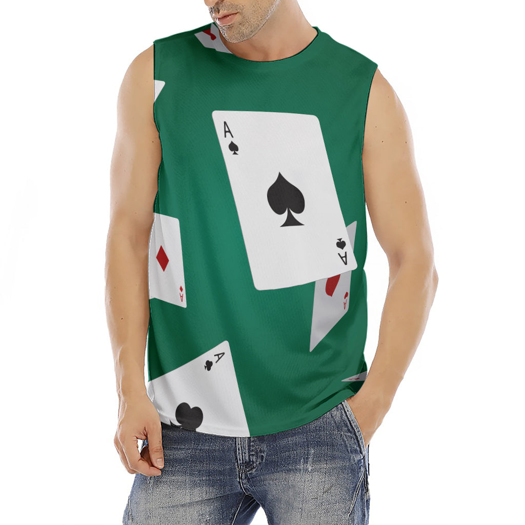 Falling Poker Cards Print Men's Fitness Tank Top