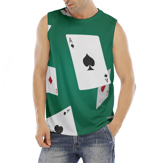 Falling Poker Cards Print Men's Fitness Tank Top
