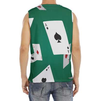 Falling Poker Cards Print Men's Fitness Tank Top