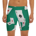 Falling Poker Cards Print Men's Long Boxer Briefs