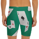 Falling Poker Cards Print Men's Long Boxer Briefs